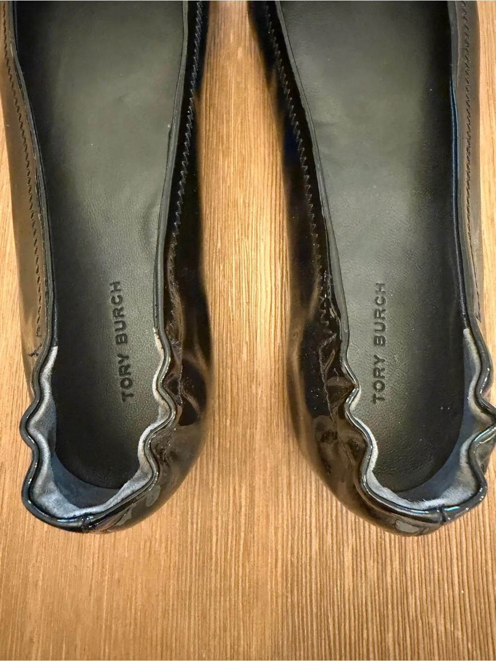 Tory Burch Black Patent Logo Ballet Flats
